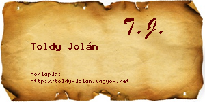 Toldy Jolán névjegykártya
